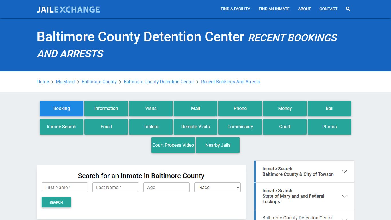 Baltimore County Detention Center Recent Bookings And Arrests