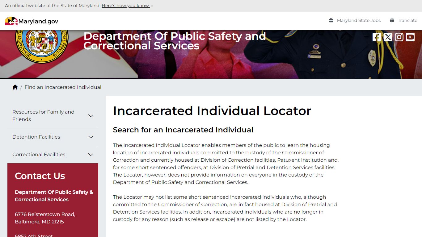 DPSCS - Find an Incarcerated Individual